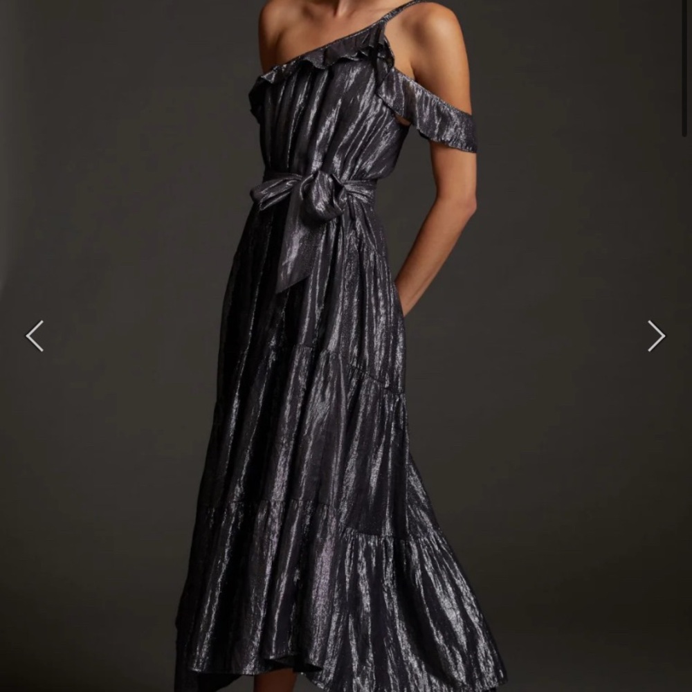 Maeve Off-Shoulder Metallic Dress